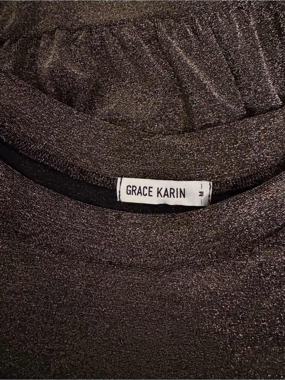 Grace Karin Metallic Knit Dress  in silver metallic Gray